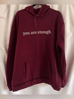 You Are Enough Maroon Hoodie - Women's Relaxed Pullover ~ Size 4X